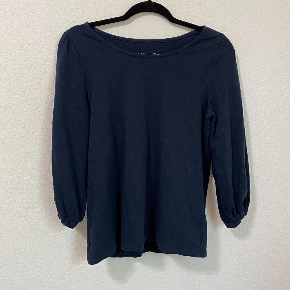 Soft Surroundings Parisian Poet Top Navy Blue Small 100% Cotton